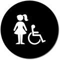 Girls Wheelchair Accessible Bathroom Door ADA Signs - 12" x 12" Circle thumbnail