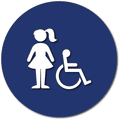 Girls Wheelchair Accessible Bathroom Door ADA Signs - 12" x 12" Circle thumbnail