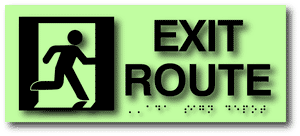 ADA Exit Route Sign with Running Man Symbol on LaserGlow