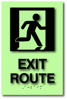 ADA Exit Route Sign with Tactile Text and Braille on LaserGlow - 6" x 10"