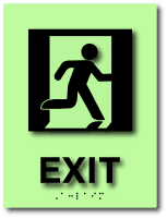 ADA Exit Sign with Running Man Symbol on Luminescent LaserGlow