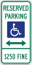 PAR-1082 Illinois State R7-8 Combo Handicap Parking Sign with $250 Fine