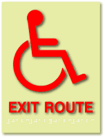 Luminous ADA Exit Route Sign with Wheelchair Symbol and Braille – ADA ...