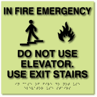 LaserGlow In Fire Emergency Do Not Use Elevator Use Stairs Signs