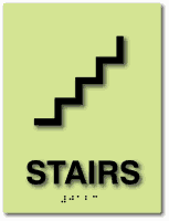 LaserGlow Stairs Symbol Text and Braille Sign - 6" x 8" - And ADA Compliant Tactile Braille Sign