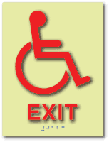 Luminous ADA Exit Sign with Wheelchair Symbol with Braille