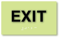 Luminescent Exit Sign with Tactile Text and Braille - 5" x 3"