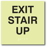 Luminous Exit Stair Up Braille Sign - 6" x 6" - LaserGlow Material
