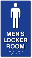 Mens Locker Room Sign with Male Symbol, Tactile Words and Braille