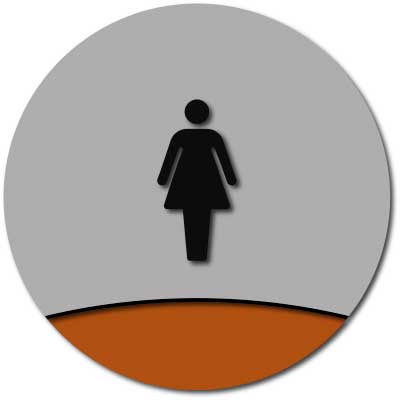 Modern Design ADA Compliant and California Title 24 Compliant Women's Restroom Door Circle Sign - 12" x 12"