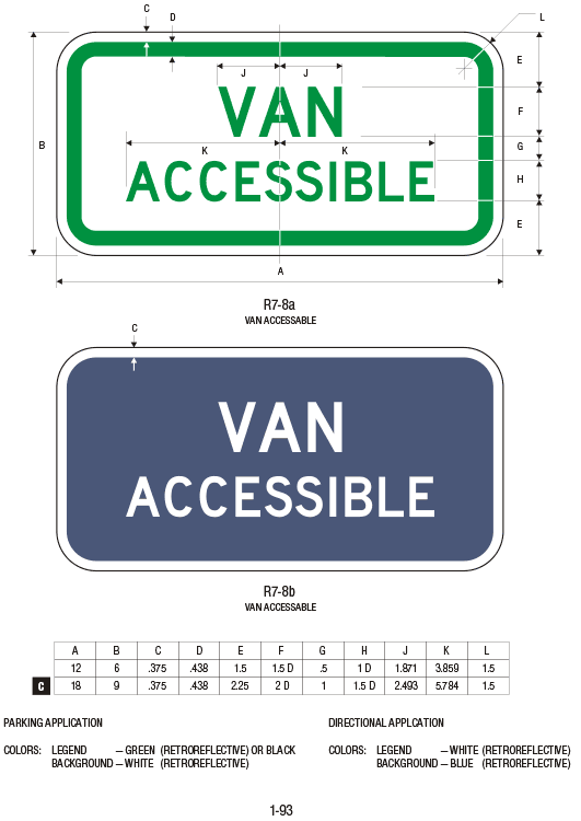 R7-8B California Compliant Van Accessible Handicapped Parking Signs ...