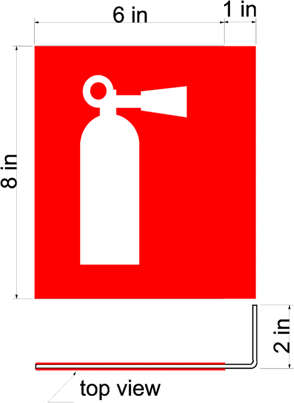 ADA-1230 Fire Extinguisher Location Sign - Two-Sided for Right-Angle Mounting